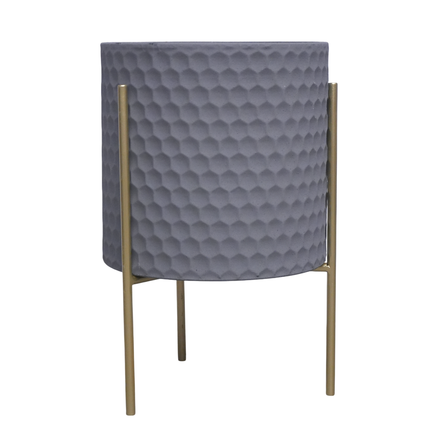 Set maceteros con base gris/dorado