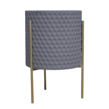 Set maceteros con base gris/dorado