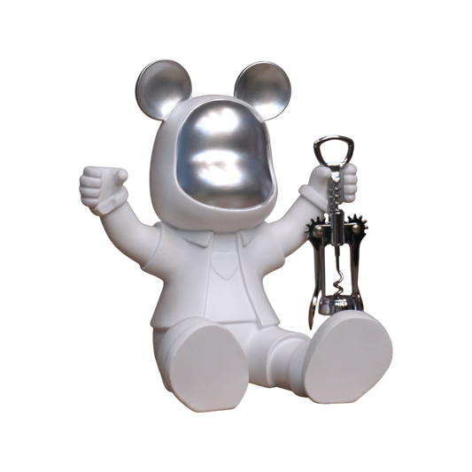 Decoracion soporte para copas de vino con sacacorchos de raton